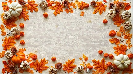 Placemat oak leaf design Autumn fall thanksgiving halloween table setting Top view Copy space : Generative AI