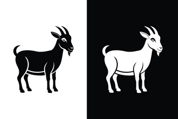 Elegant Goat Silhouette Vector. Perfect for Farm-Themed Artwork