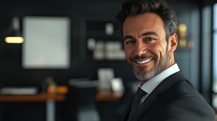 Portrait of smiling businessman in office