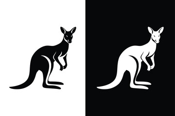 Minimalistic Kangaroo Silhouette Icons. Vector Art for Logos