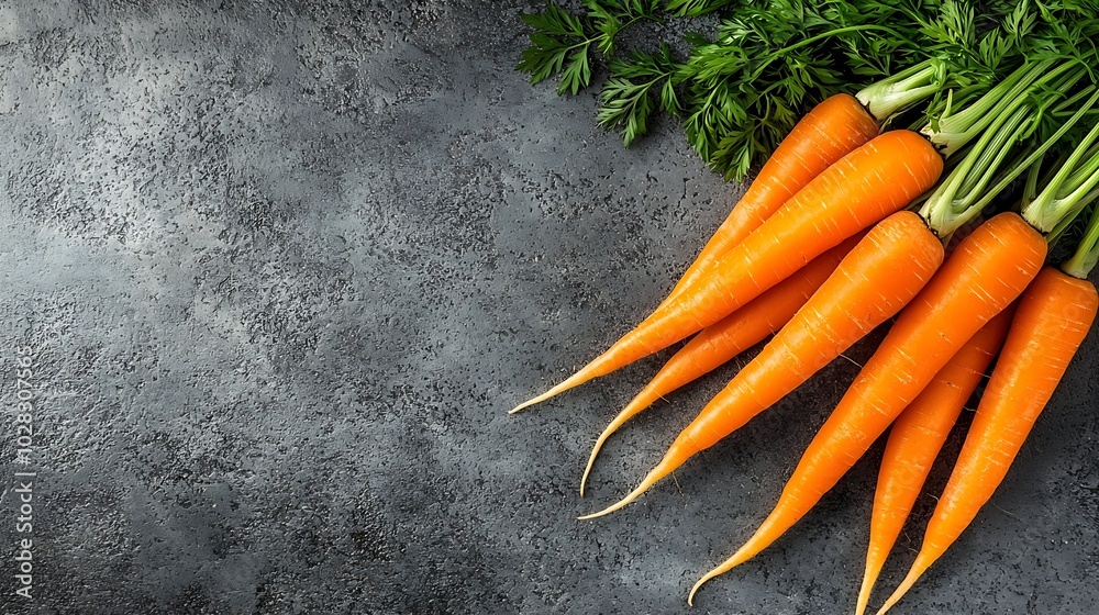 Aufkleber fresh carrots bunch on a grey stone background : generative ai