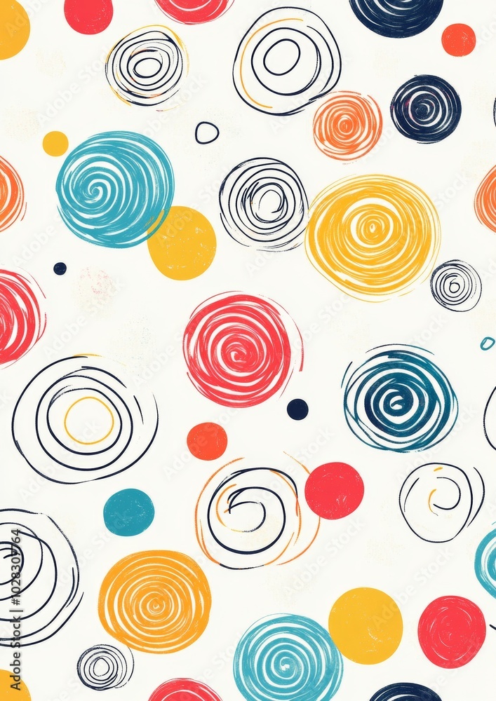 Wall mural a colorful pattern of circles and dots
