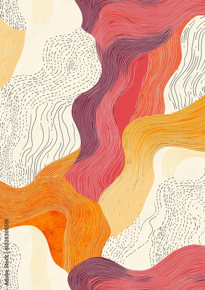 Wall mural a colorful abstract painting with a lot of lines and swirls