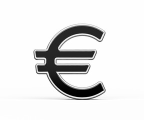 Obraz premium Black European Euro Currency Symbol With Metal Gleam And Beveled Edges 3D Illustration