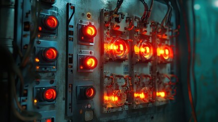 Glowing Fuse Box with Circuitry Details