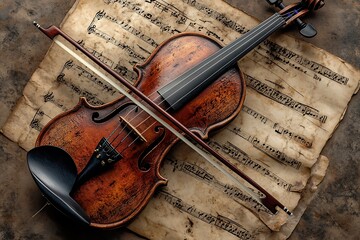 Naklejka premium violin and notes