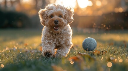 Puppy playing with a ball in a sunny backyard, wide angle, bright natural light. --chaos 20 --ar 16:9 --stylize 500 --v 6 Job ID: 6f0cdc8c-ee5c-4ff9-809b-b3f783d056cf