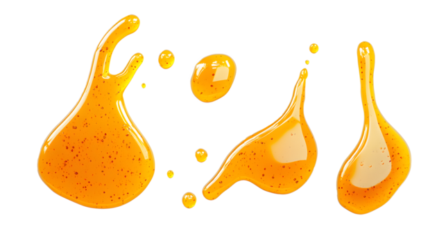 Set honey spill isolated on white, top view