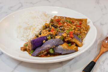 Rice with Eggplant in Hot and Spicy Sauce (Spicy)