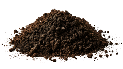 Soil, dirt pile isolated on white, side view