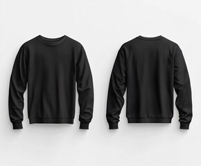 mock up of black crewneck front and back