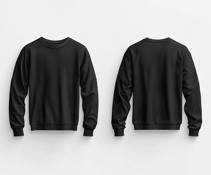 mock up of black crewneck front and back
