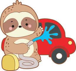 Twitch emote cute sloth vector icon. Funny baby sloth animal series stock illustration. Slow life of fluffy sloth designs.