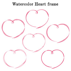 おしゃれな手描きハート型の水彩フレームセット