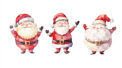Santa Claus. Christmas theme. Watercolor-painted cartoon characters. Isolated. Set 3 of 15. Vector format.



