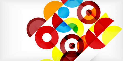 Minimal geometric abstract background. Circle square and triangle design. Trendy techno business template for wallpaper, banner, background or landing