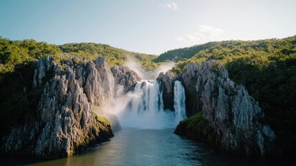 Majestic Waterfall in Nature