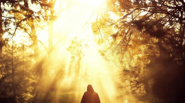 Silhouette of jesus christ surrounded by radiant light symbolizing his resurrection and hope