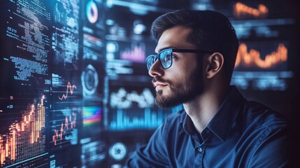 AI Developer Analyzing Machine Learning Models and Data Visualizations