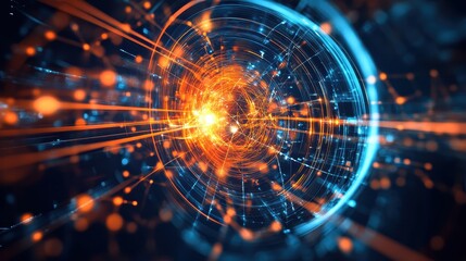 Obraz premium Charged Particle Movement in Futuristic Illustration