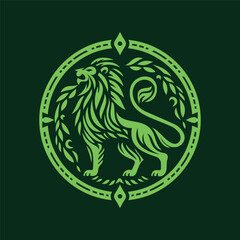 Green Lion in a circle shield