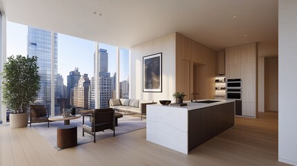 Modern City Apartment with Stunning Skyline View