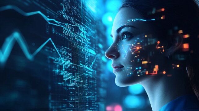 Data Scientist Analyzing Large Datasets with Advanced AI Technology