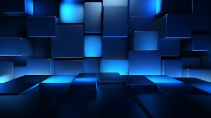 Fototapeta premium 3d rendering of black and blue abstract geometric background. Scene for advertising, technology, showcase, banner, game, sport, cosmetic, business, metaverse showcase, banner, game, sport, cosmetic