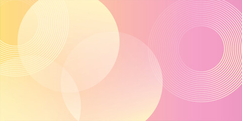 Minimalist banner background, pastel colorful, pink and yellow gradations. Circle effect style geometric, abstract background.