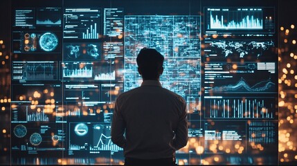 Data Scientist Analyzing AI-Powered Visualizations in Modern Workspace