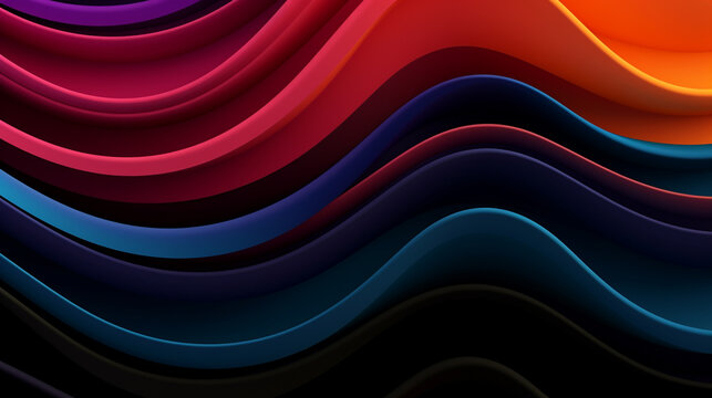 Abstract background with colorful waves, dark colors, dark blue, and red palette  abstract background with waves
