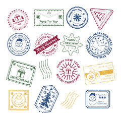 Colorful Christmas Stamp Collection vector