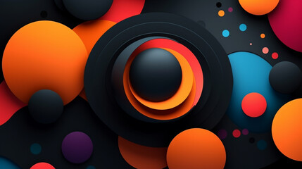 Obraz premium Abstract background A dynamic digital art piece featuring abstract geometric shapes in vibrant colors with 3D circles and a modern design aesthetic. 