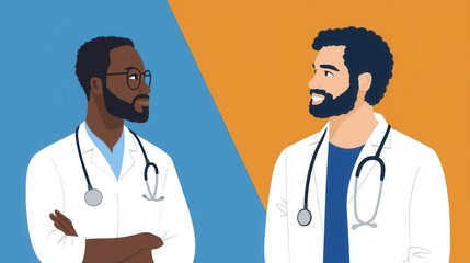 Fototapeta premium Multicultural doctor and patient interaction, healthcare diversity brochure
