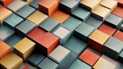 A colorful mosaic of blocks with a white square in the middle