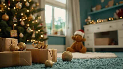 Cozy Christmas Decor with Gifts and Tree