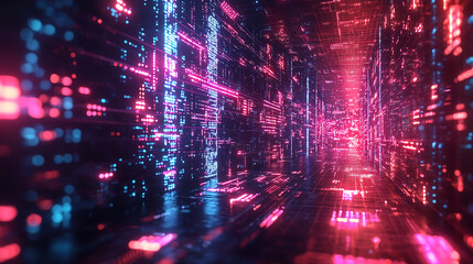 Fototapeta premium futuristic ransomware threat isolation in a glowing cyber network system