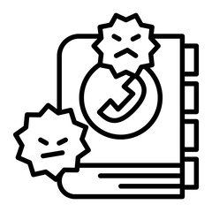 Virus infected phone book icon.