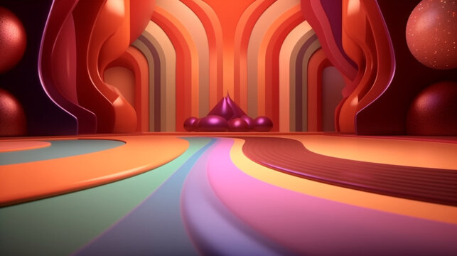 Dynamic Abstract Business Graphic for Innovation and Growth with Copy Space on Left Side