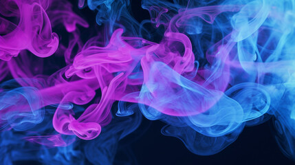 Fototapeta premium Abstract background with purple and blue smoke, flowing waves of color in the air, fluid abstract design, closeup view of swirling mist, light pink and sky blue tones, background blue and purple smoke