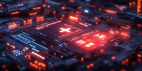 Obraz premium Health Savings Account Breakdown on a Futuristic Financial Dashboard