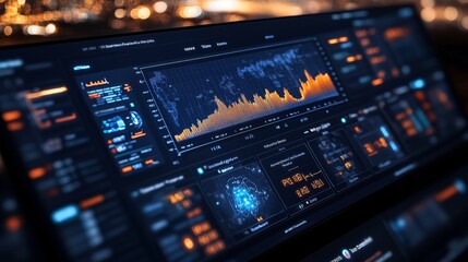 Fototapeta premium High-Tech Financial Security Dashboard Visualizing Real-Time Market Data