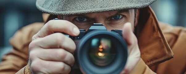 Private Detective Photographing With Slr Camera, Generative AI