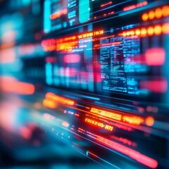 Naklejka premium Digital economy, blockchain disruption, immersive holographic display, modern interface