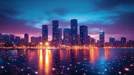 Fototapeta premium Futuristic Smart City Powered by Cutting-Edge and Edge Computing Technologies