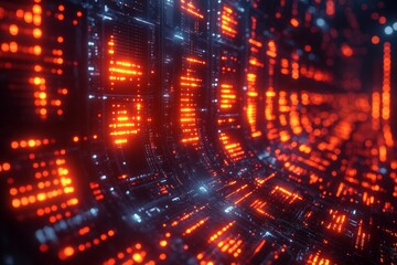 Fototapeta premium Sophisticated AI-powered Cybersecurity System Visualized in Futuristic Digital Landscape