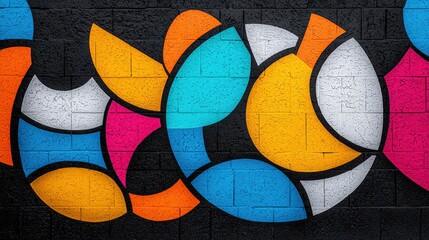 Fototapeta premium Colorful abstract mural on a brick wall
