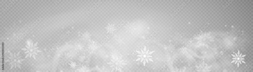 Poster Christmas background with cold snowstorm effect and snowflakes. Vector texture of Cold winter snowstorm with snowflakes on transparent background.	
