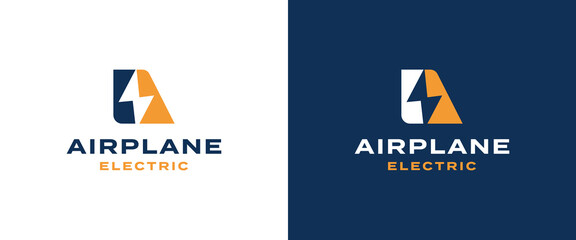 Airplane and Electric Vector Logo Design.