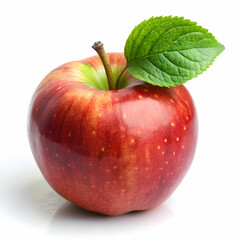 an apple with leaves and leaves on it